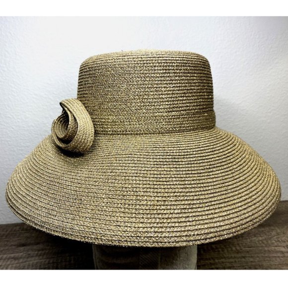 Fine Millinery By August Accessories Gold and Brown Womens Derby Hat - New - Picture 5 of 11